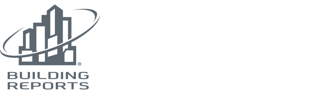 Building Reports logo with a stylized city skyline and curved swoosh.