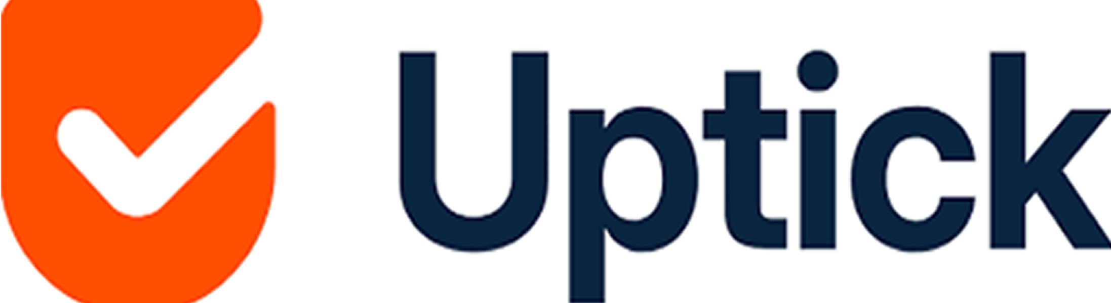 Uptrack logo: orange checkmark icon to the left of the dark blue word 'Uptrack'